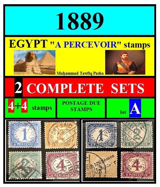 EGYPT stamps-1889-POSTAGE DUE-A-2 COMPLETE SETS-8 stamps