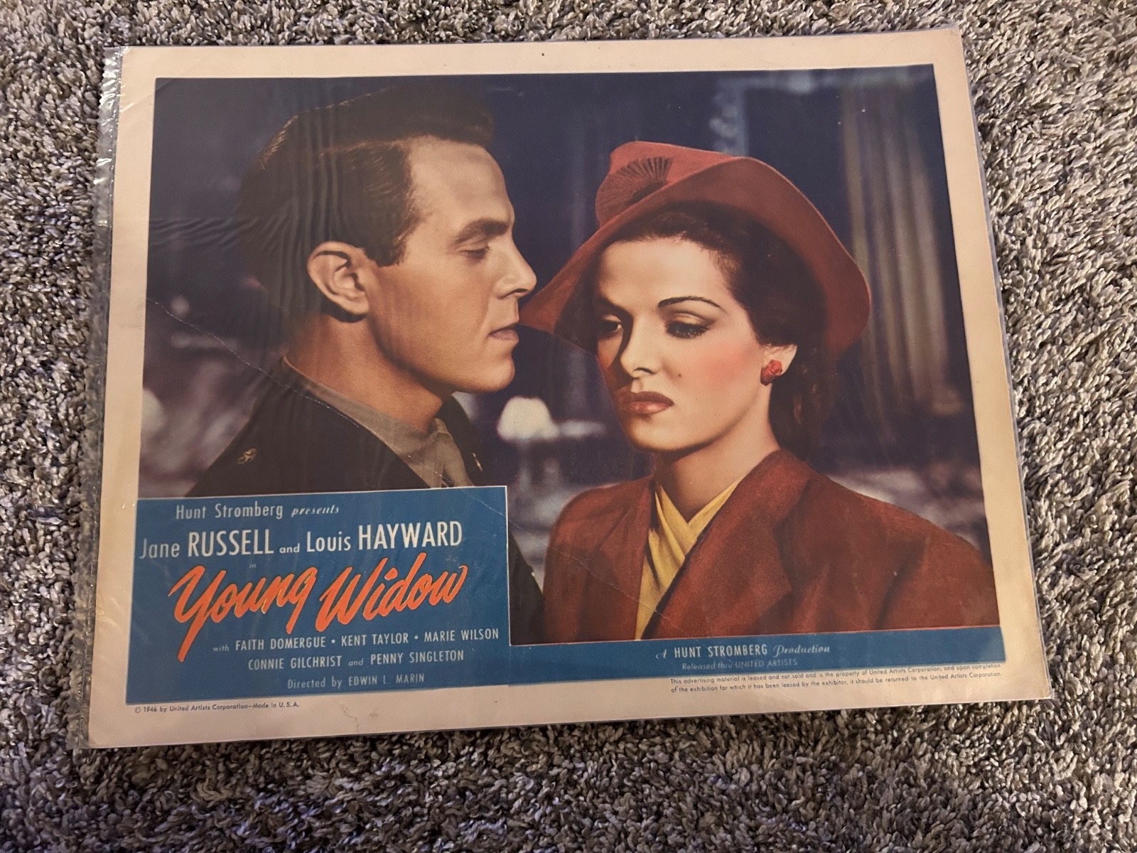 Vintage Movie Lobby Card "Young Widow" 1946 Jane Russell Louis Hayward