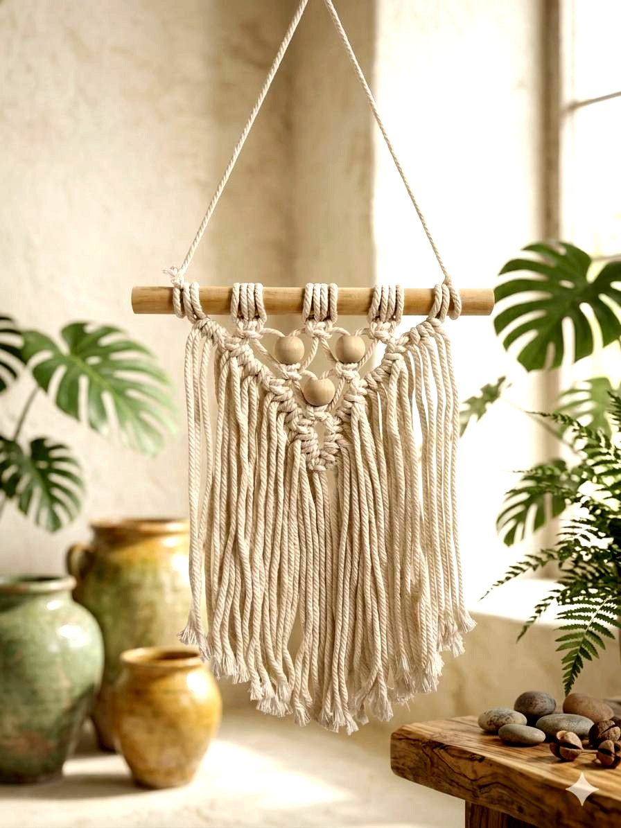 Handmade Macrame Wall Hanging Boho Cotton Rope Tapestry Bohemian Home Wall Decor
