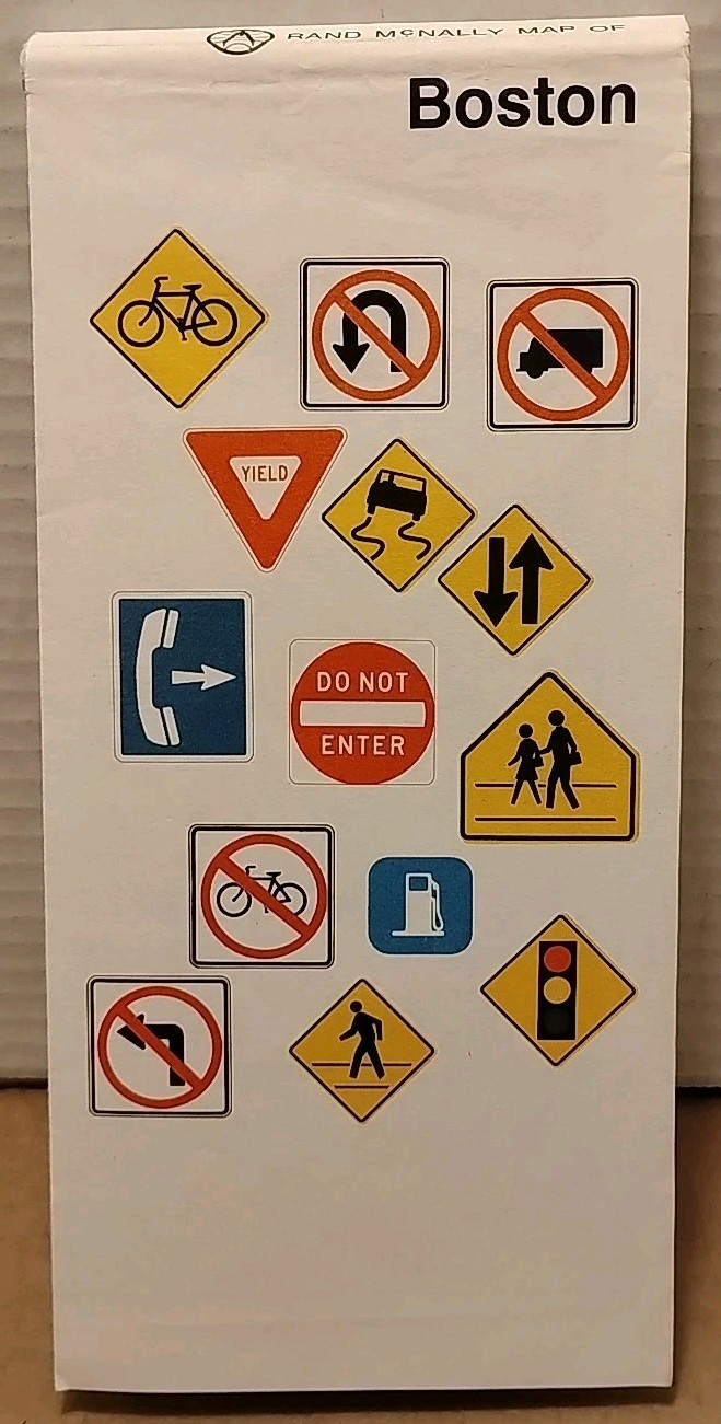 1974 Rand McNally Map of BOSTON Massachusetts - Full Color Folding Map