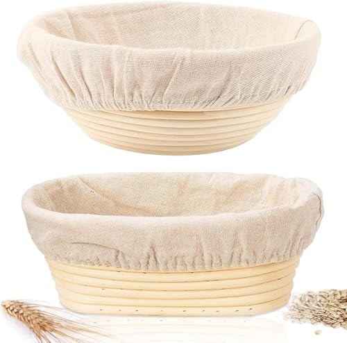 Sourdough Bread Baking Supplies, 2 Pack Banneton Bread Proofing Basket 10 inch 