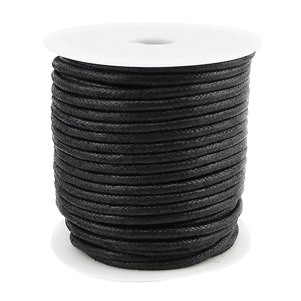 INSPIRELLE 22 Yards 3mm Black Waxed Cotton Cord Jewelry Making 3.0mm, 