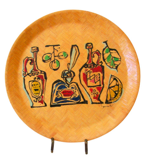 Cubist Print Plate Mid Century Modern Vintage Kitchen Wall Hanging Wine Grapes