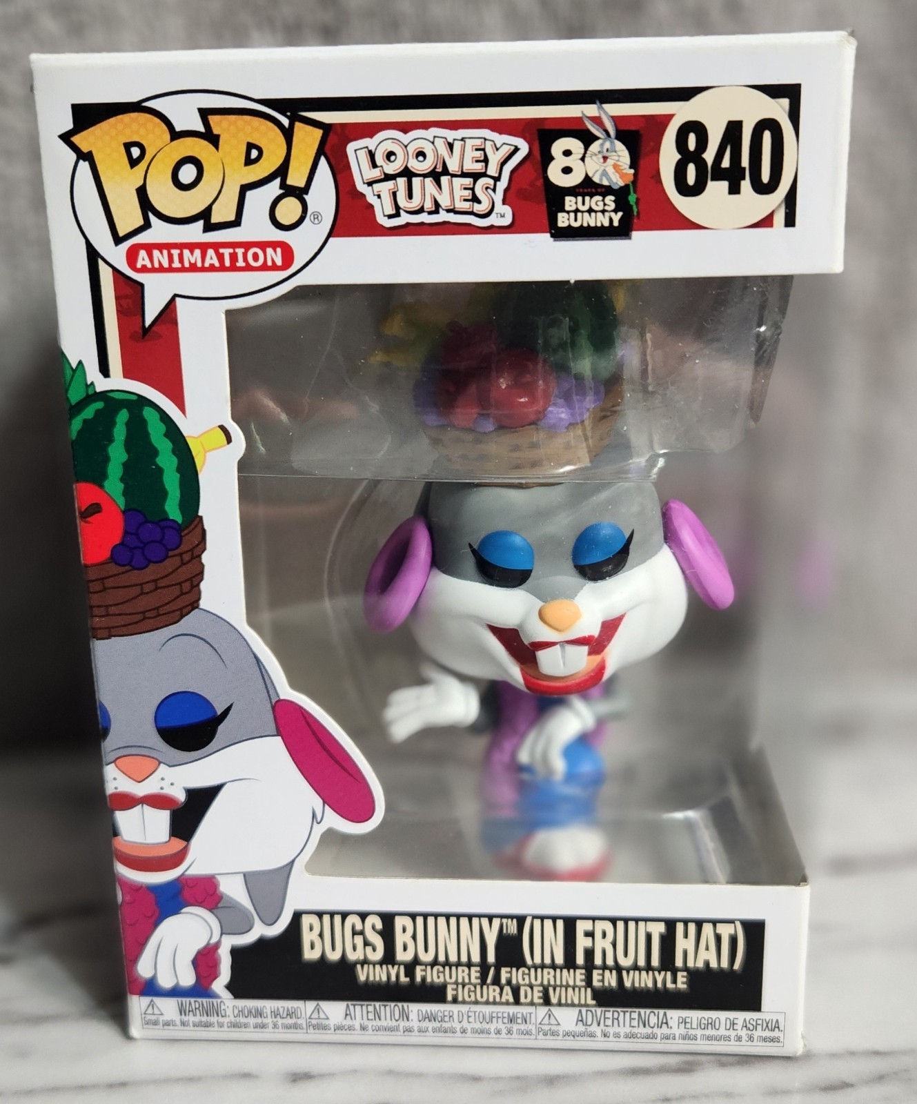 Funko Pop! Looney Tunes | Bugs Bunny In Fruit Hat | 80th #840  w/Soft Protector 