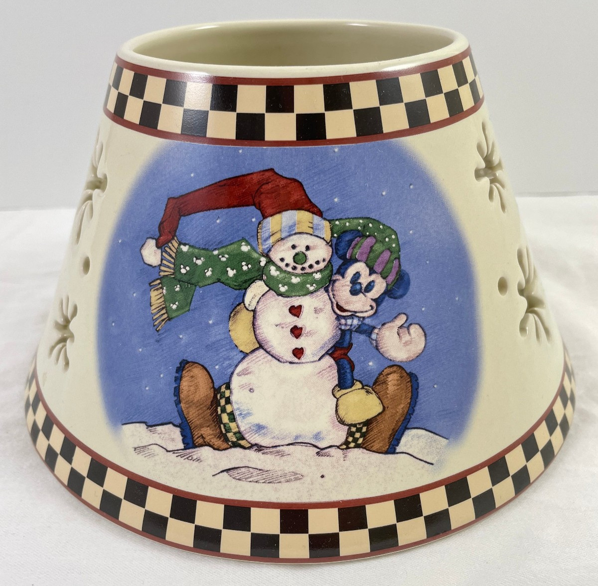 Mickey Mouse Yankee Candle Jar Shade Topper Christmas Snowman Walt Disney World