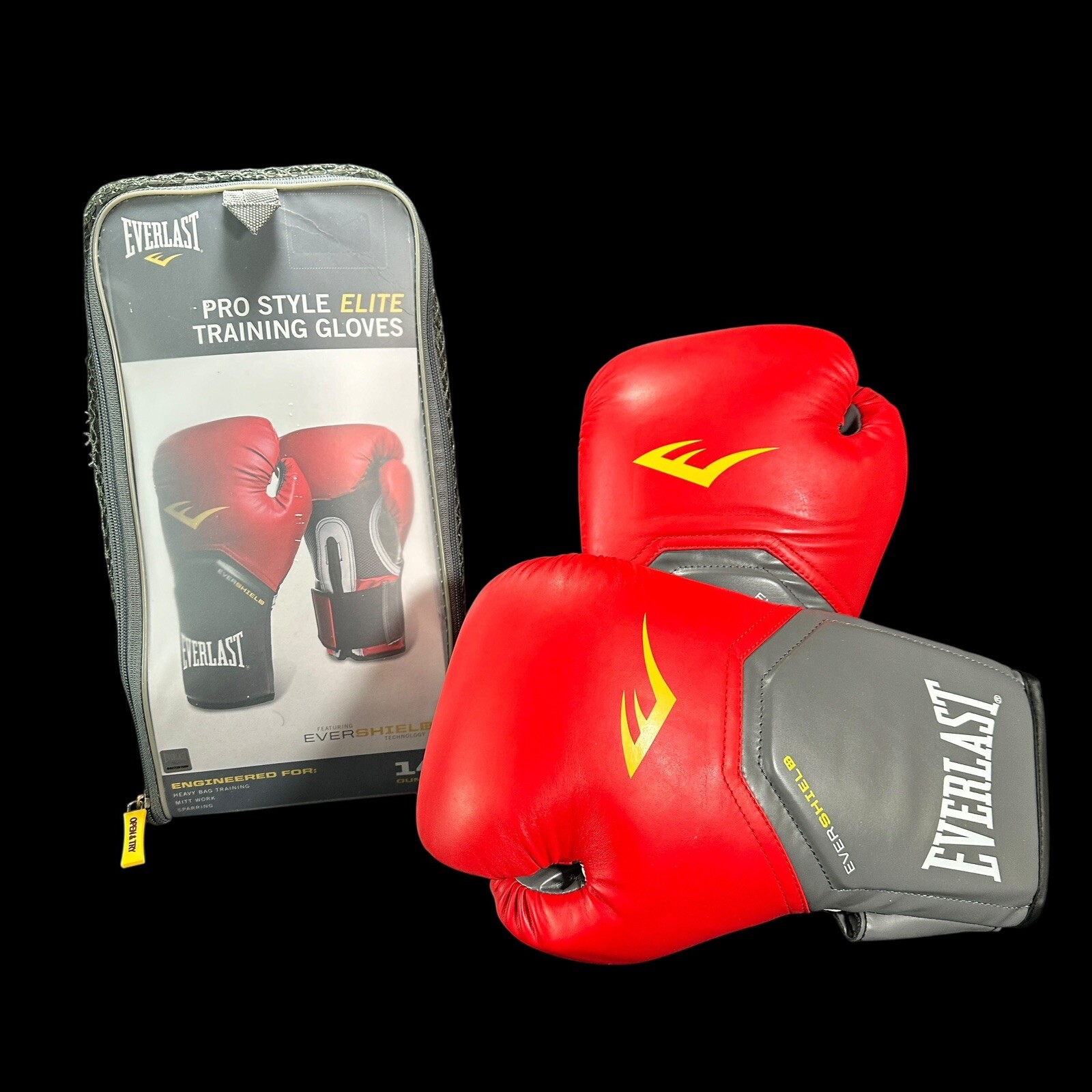 MMA Gloves Ever-Last Pro Style Elite Boxing Training 14 OZ Red Black