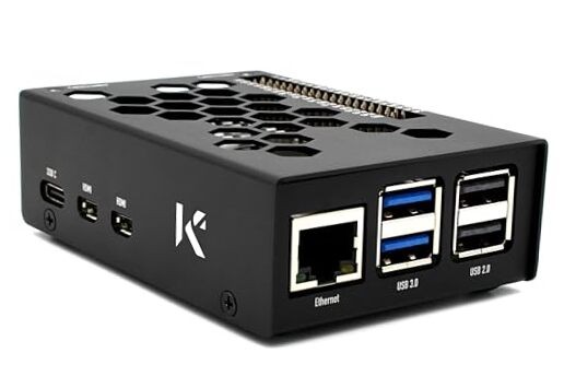 KKSB Raspberry Pi 5 Case - Sandblasted Aluminum - Space for Official Raspberry 