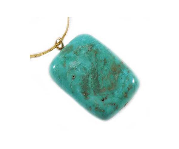 Turquoise Pendant Ancient Navaho American Indian Rain River 19thC Antique Stone