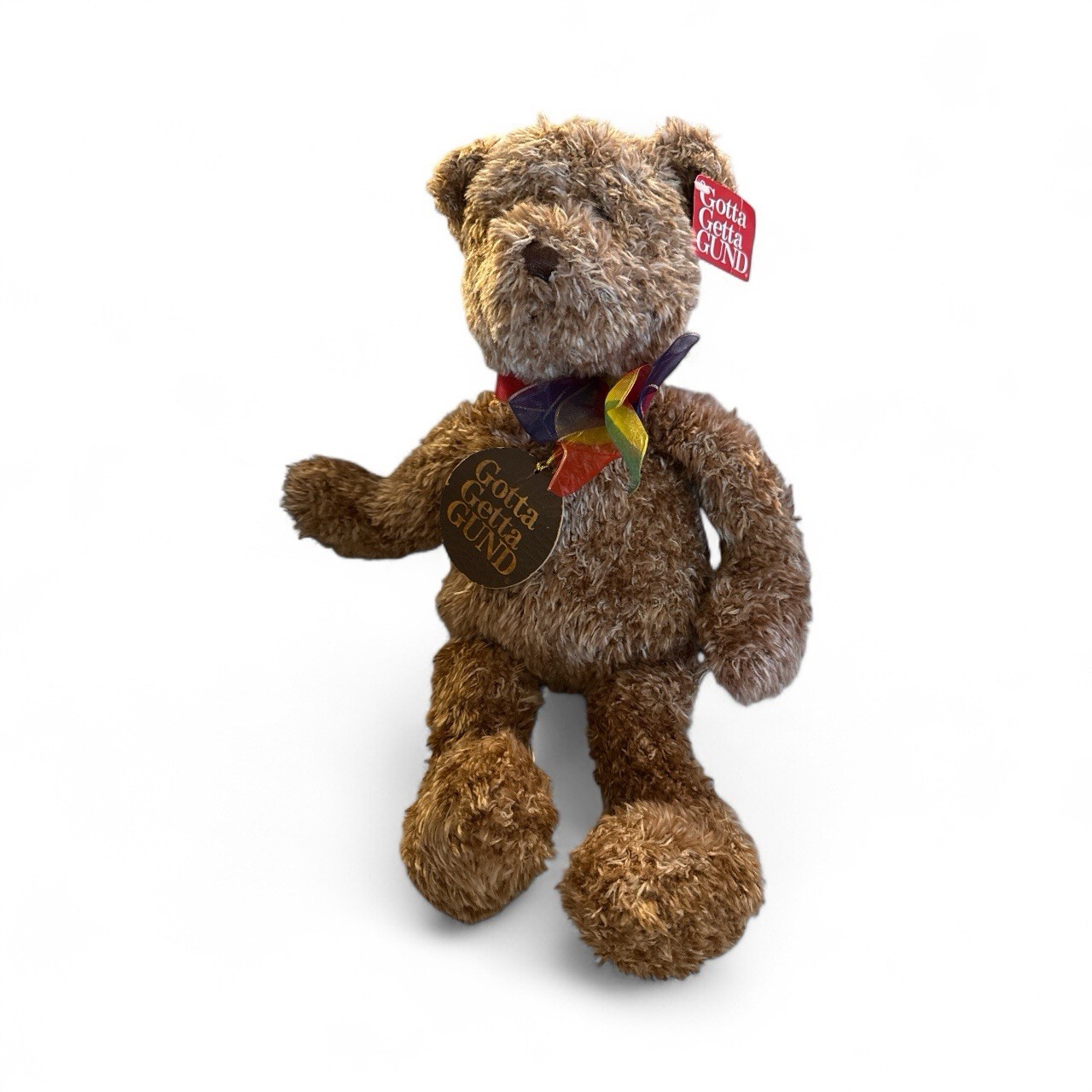 GUND Bearessence Brown Teddy Bear with Rainbow Bow 16” Plush Stuffed Animal-