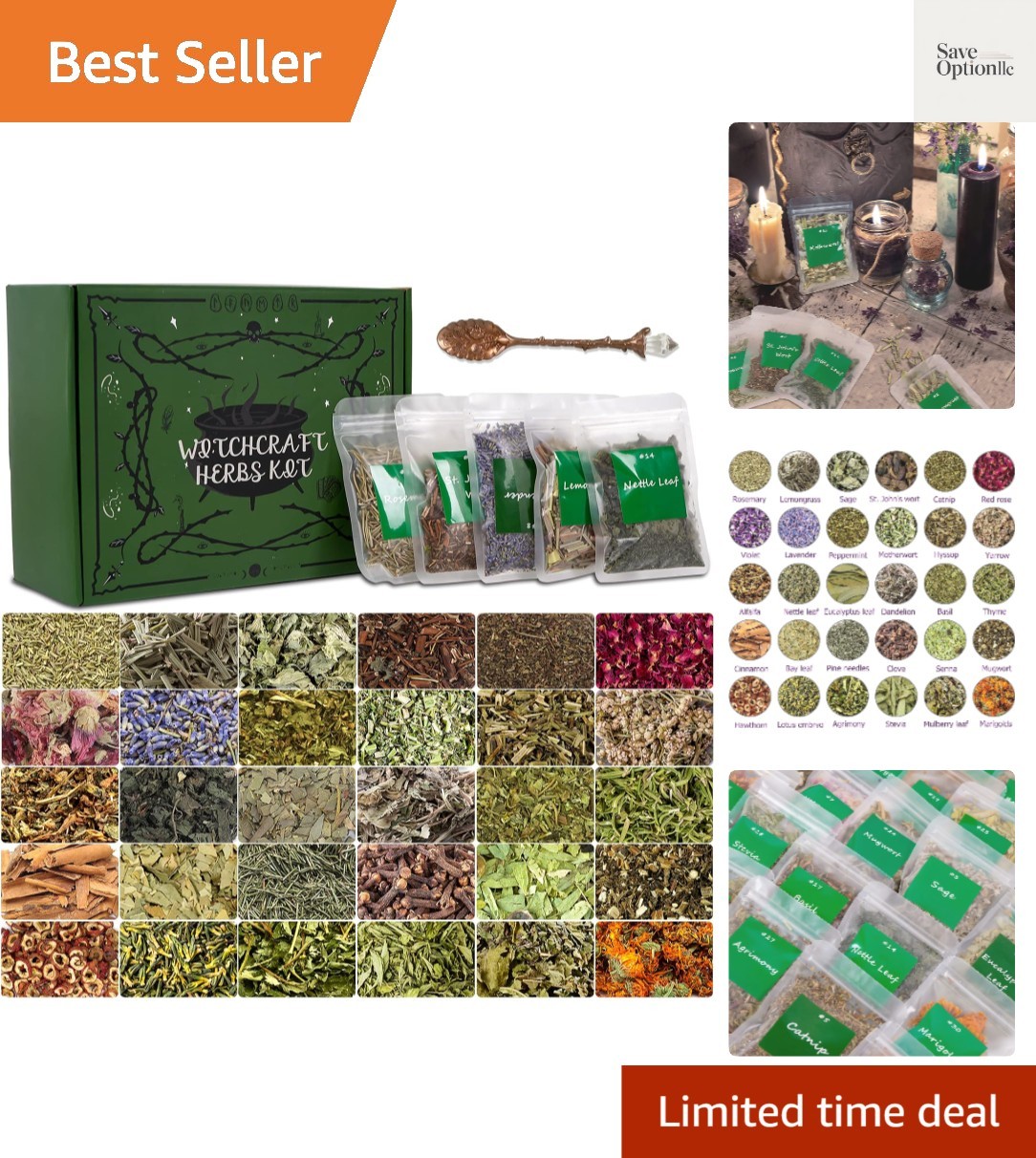 Witchcraft Supplies Herbs Kit for Witch Beginners - 30 Pack Different Dried H...