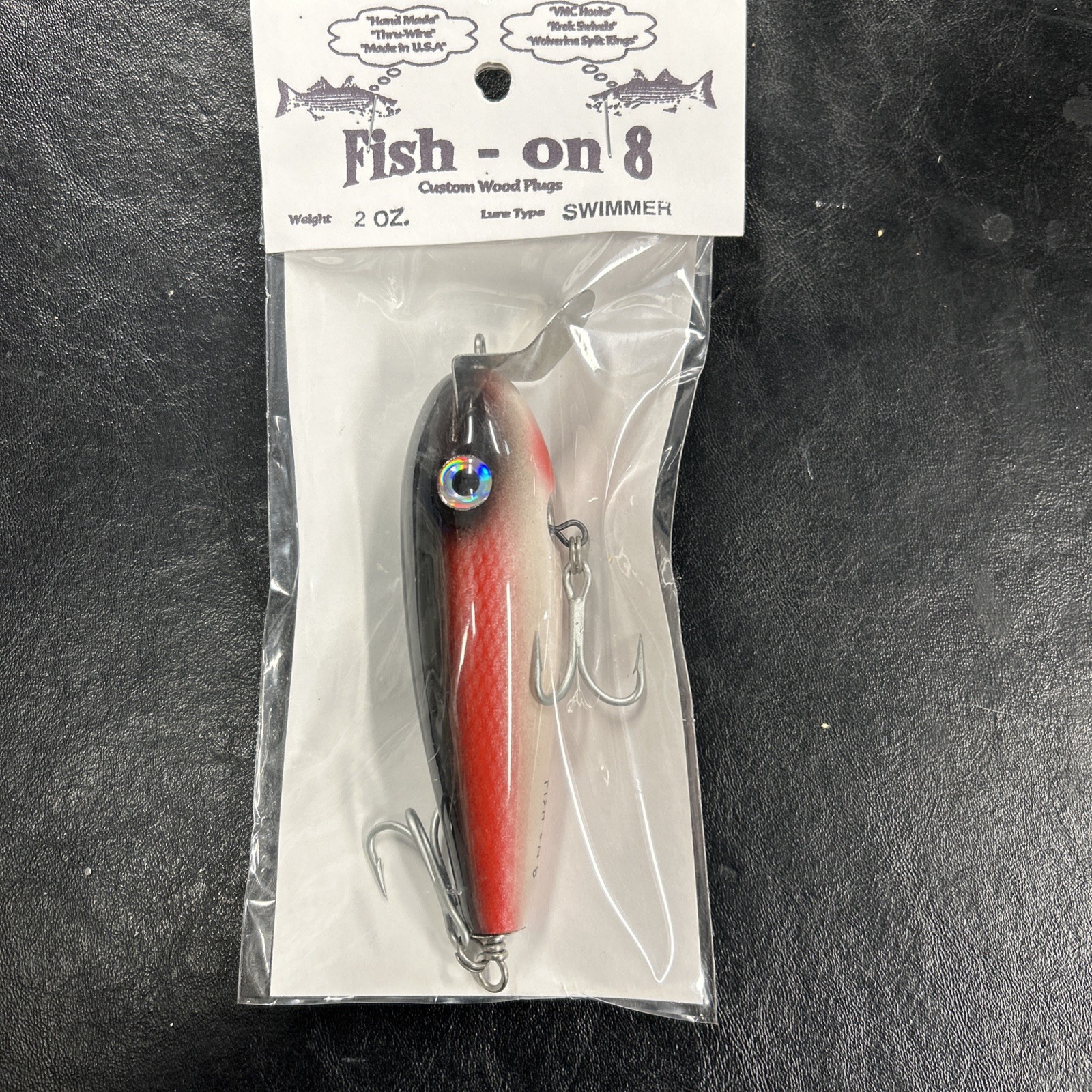 Vintage Fish On 8 “Swimmer” 2oz  -Surf Lure- Striper Plug  Custom