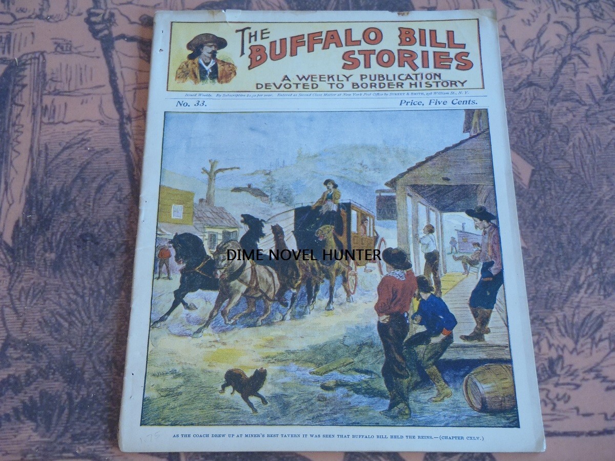 VG BUFFALO BILL STORIES #33 EARLY ISSUE STAGE COACH COVER DIME NOVEL STORYPAPE