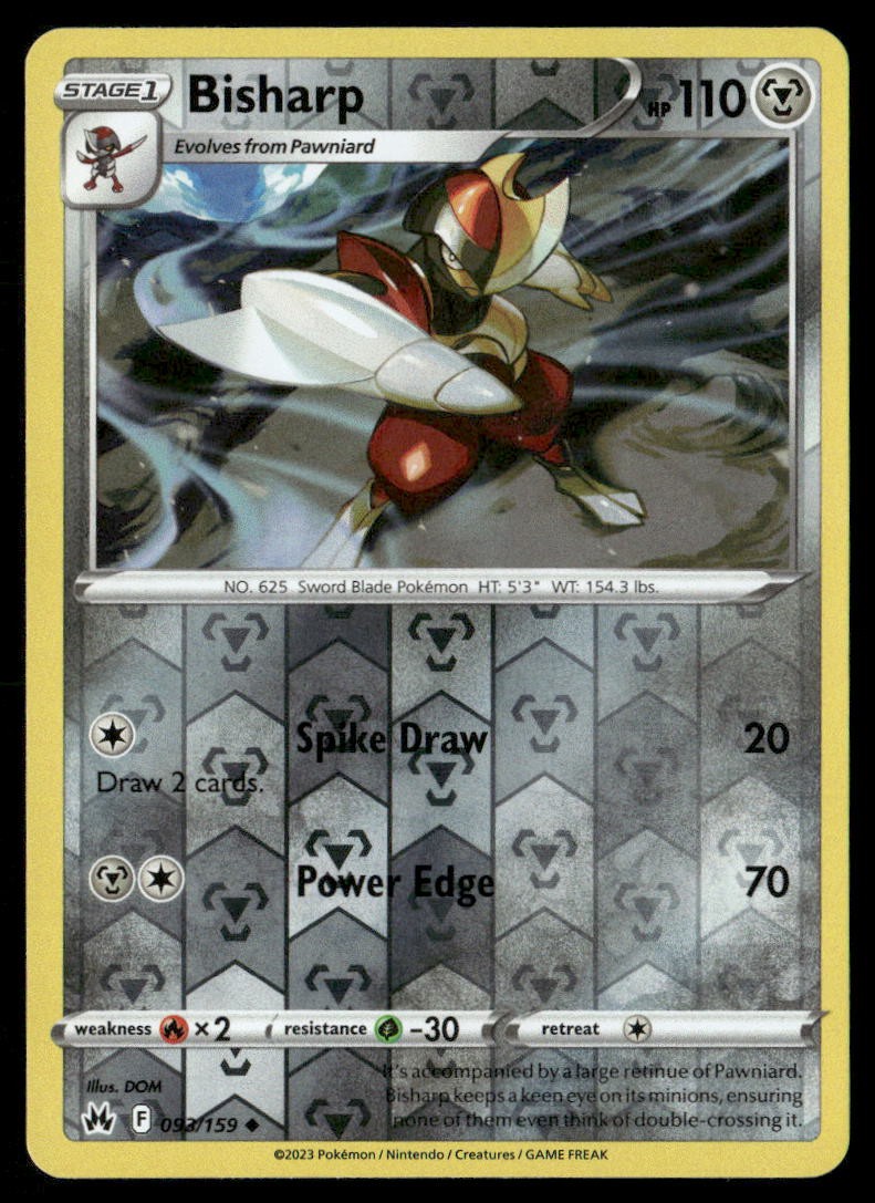 Bisharp Reverse Holofoil Uncommon Crown Zenith 093/159 NM