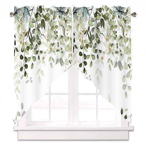 Sage Green Eucalyptus Swag Curtain 36"W x 36"L (Pack of 2) Green Eucalyptus1