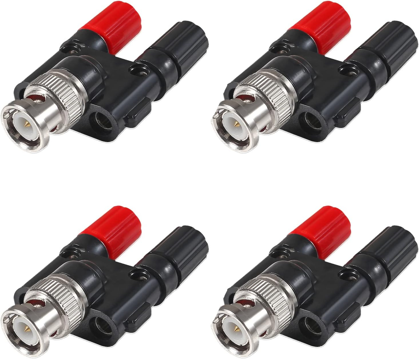 4Pcs BNC Male Plug to 2X 4Mm Dual Banana Female Connector BNC Banana Adapter RF 