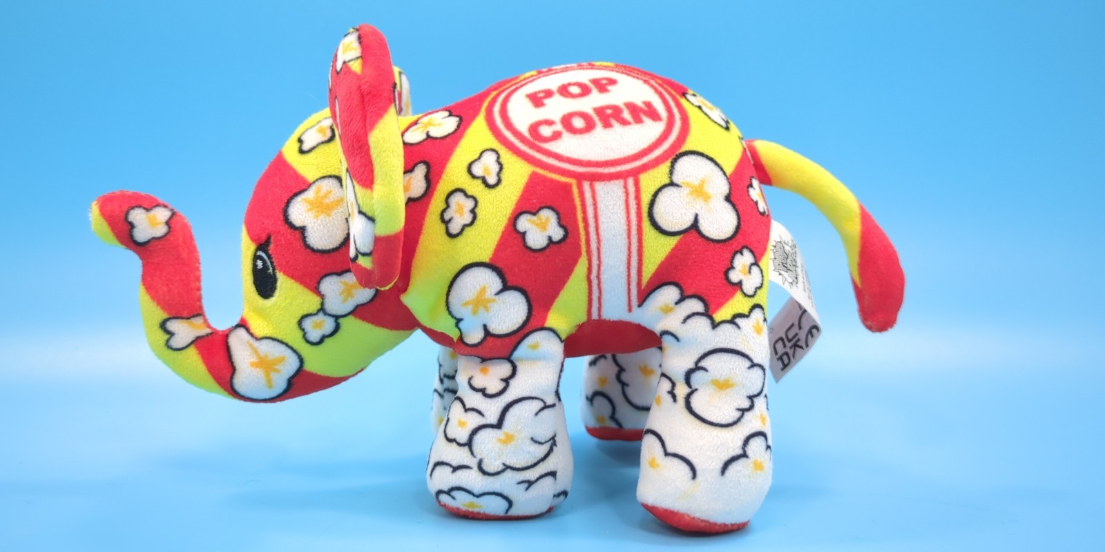 Colorful Popcorn Elephant Plush Toy 8” Pop Art Soft Circus Animal Vintage