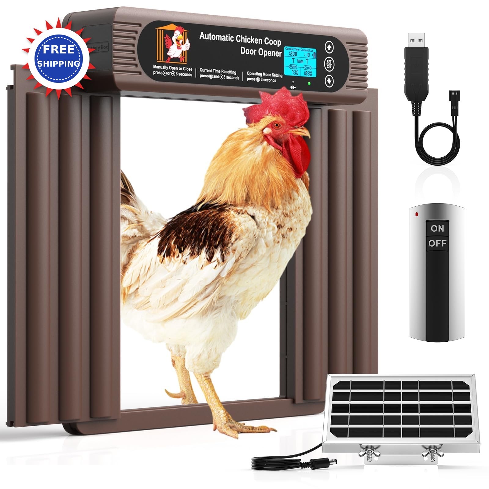 Automatic Chicken Coop Door Solar Powered 50-100M Remote Control SE-CD-S01
