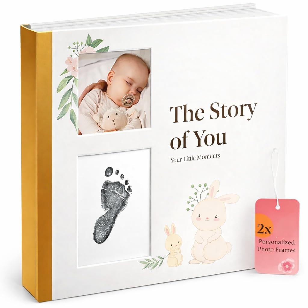 Baby Memory Book for Baby Boy or Girl - Baby Book Keepsake with Ink Pad and P...