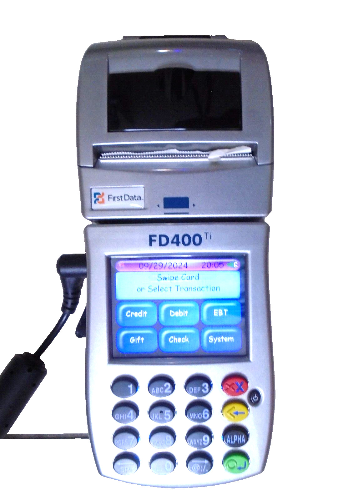 First Data FD-400 Ti Credit Debit Card EBT Machine  w/ 2 in Touch Screen Works