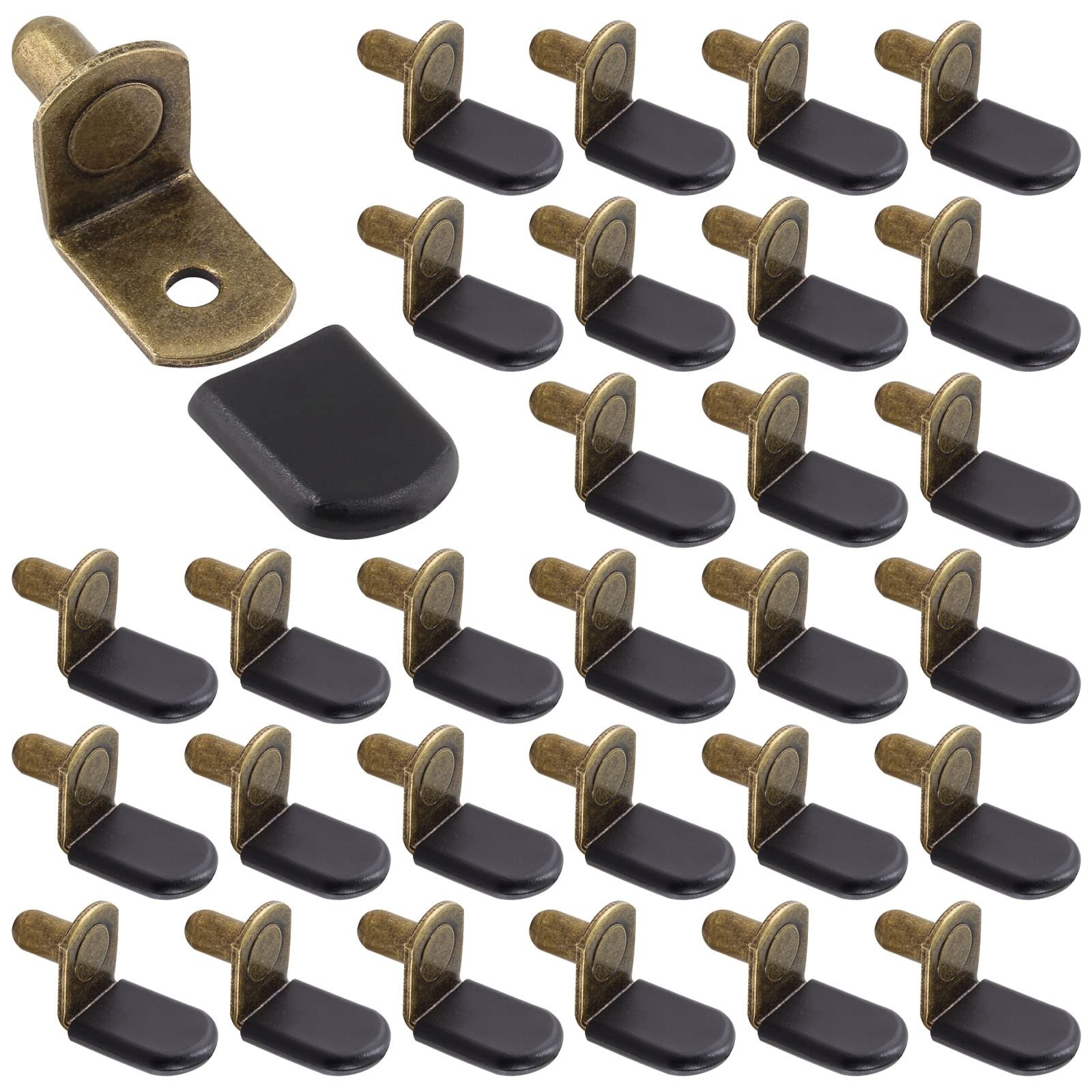Biaungdo 30 Pcs Shelf Support Pegs, 1/4 Inch LShaped Clips with Rubber Sleeve...
