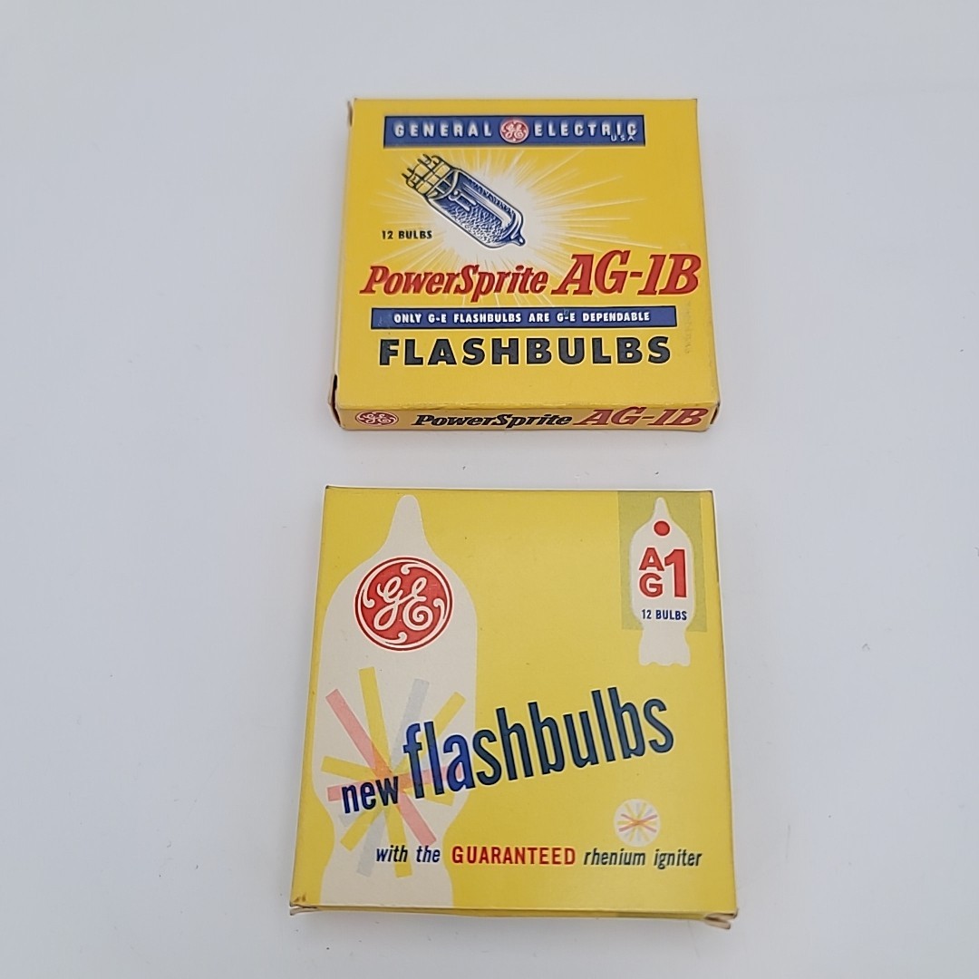 Vintage GE AG-1 & AG-1B Flashbulbs NOS Lot of 2 Boxes 12 Bulbs Each USA