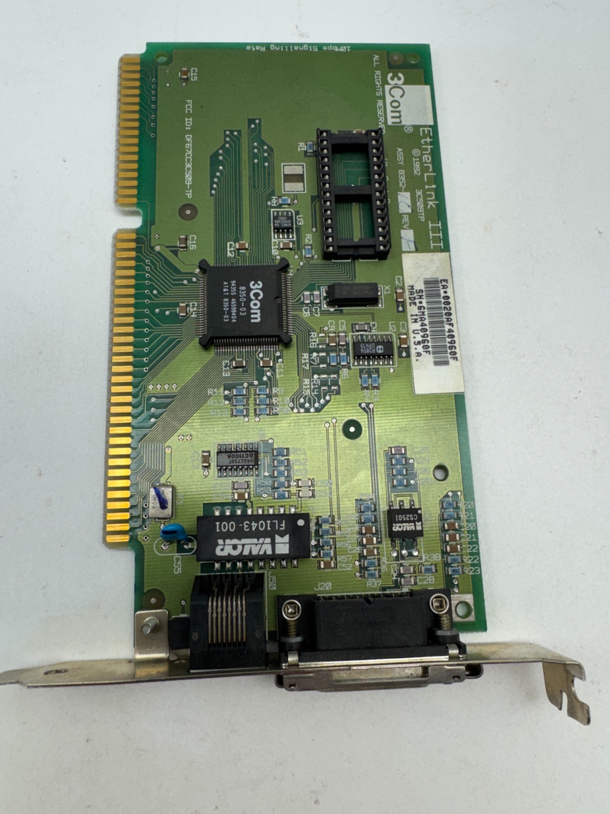 Vintage  3Com EtherLink III 3C509TP ISA Ethernet Network Card RJ45 - untested
