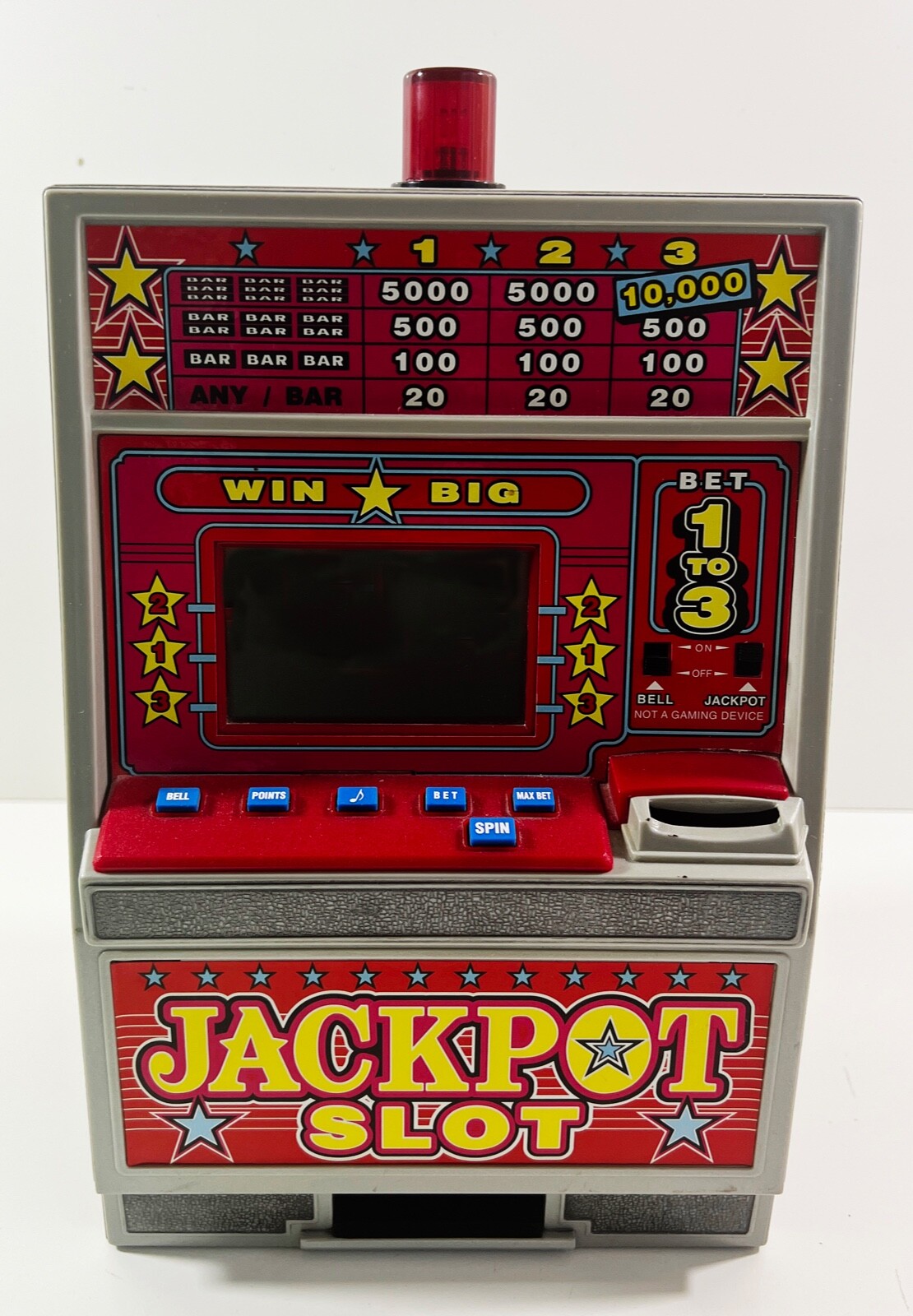 Jackpot Slot Machine Battery Digital Game Sound Change Drop 11” Tall Toy