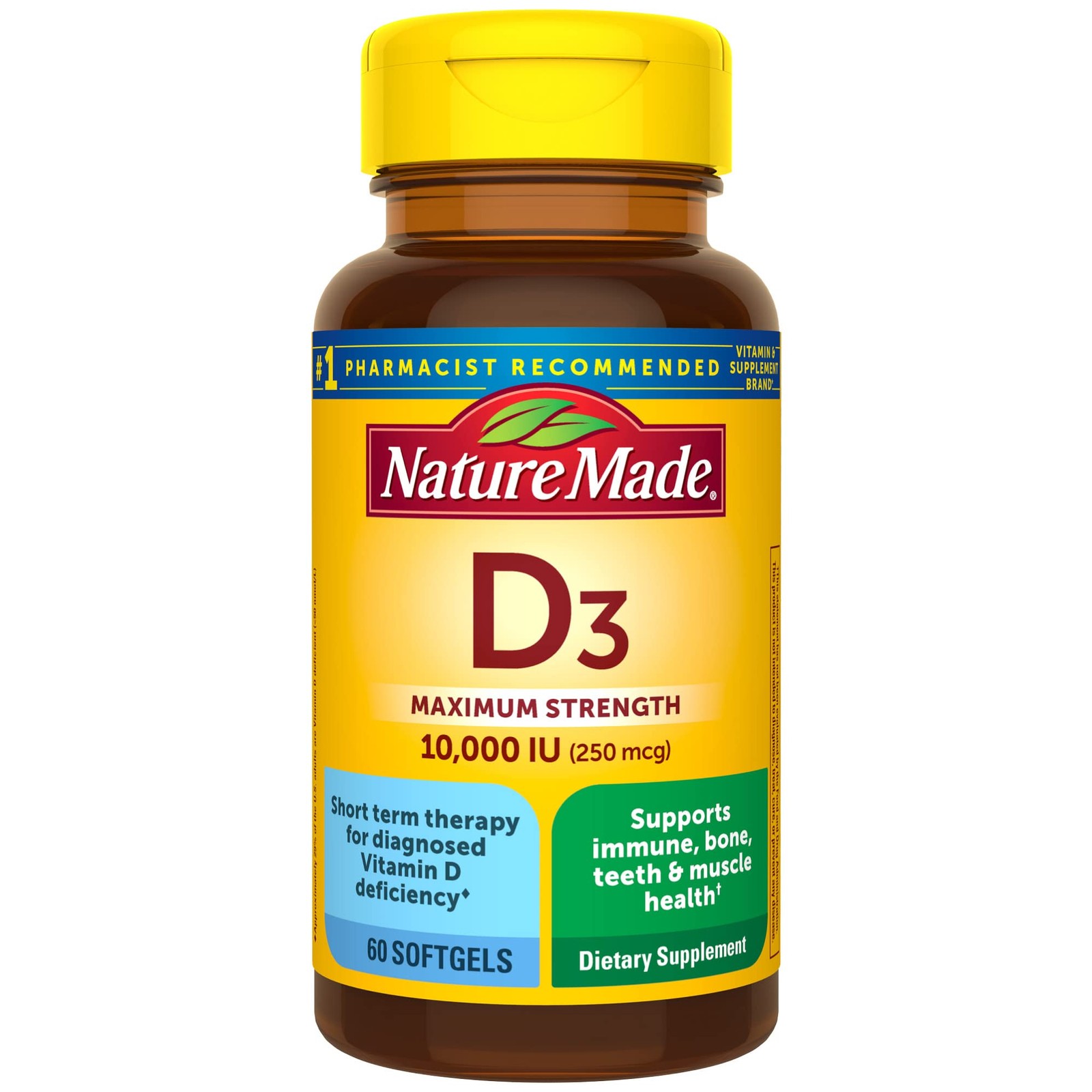 Nature Made Vitamin D3 10000 IU (250 mcg) Maximum 60 Count (Pack of 1) 