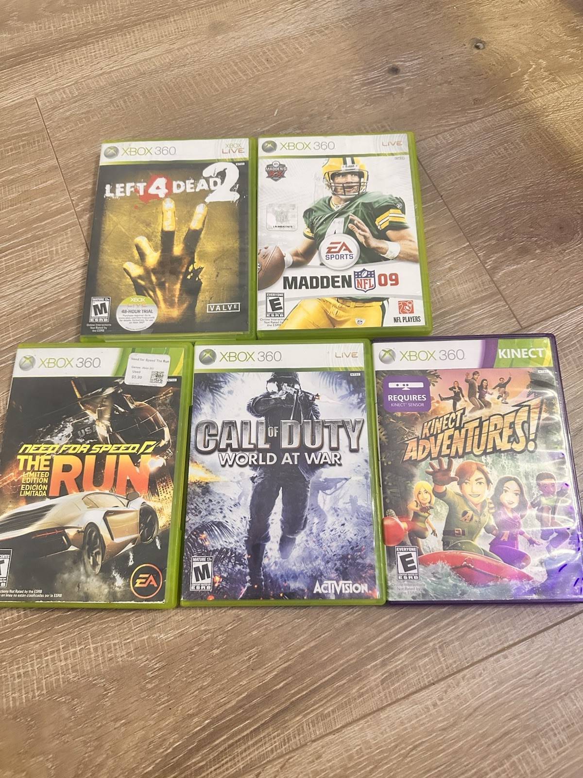 Xbox 360 Game Lot Left 4 Dead 2, Madden 09, Need for Speed, Call of Duty