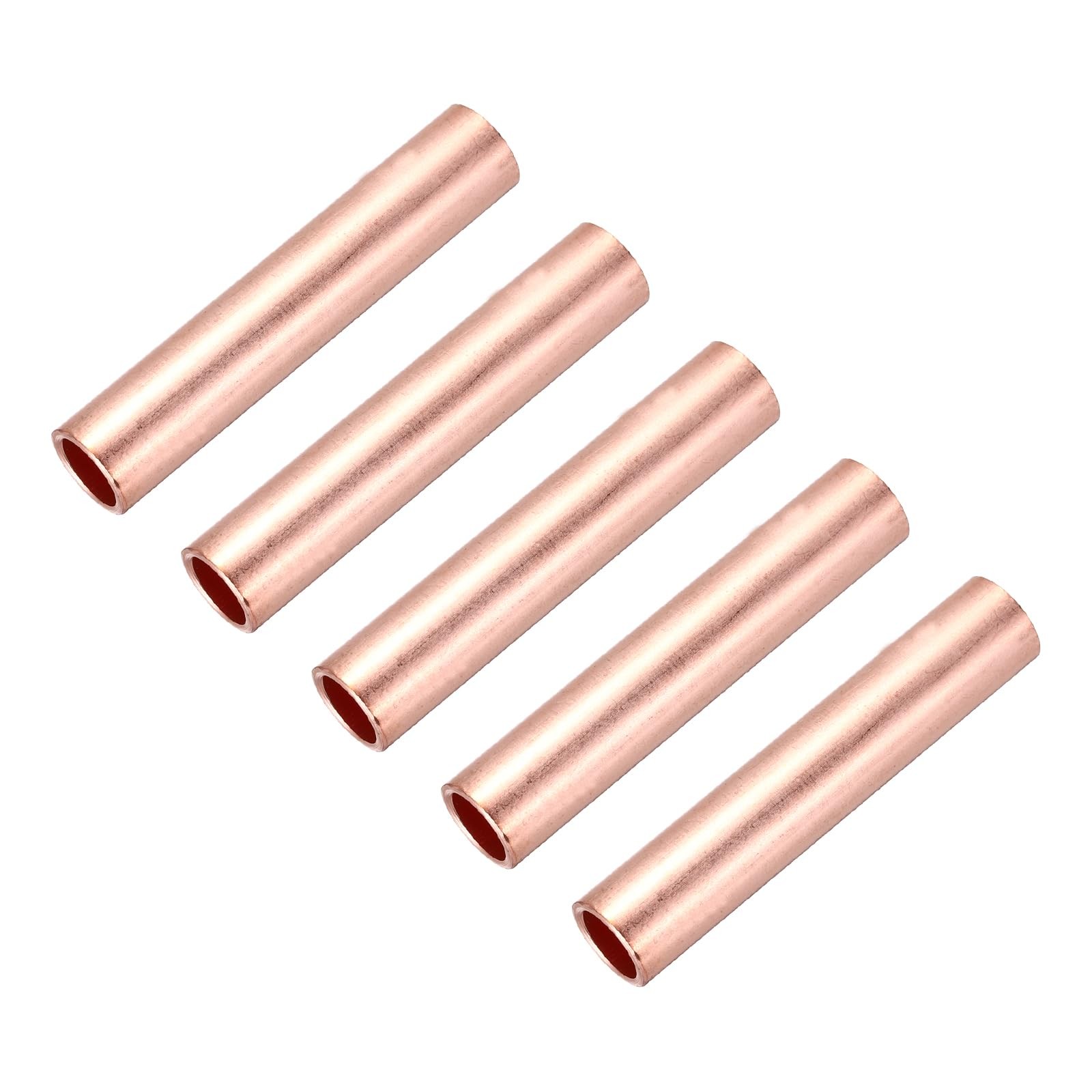 5 PCS Red Copper Non Insulated Butt Connector GT50 1/0 AWG Crimp Terminal
