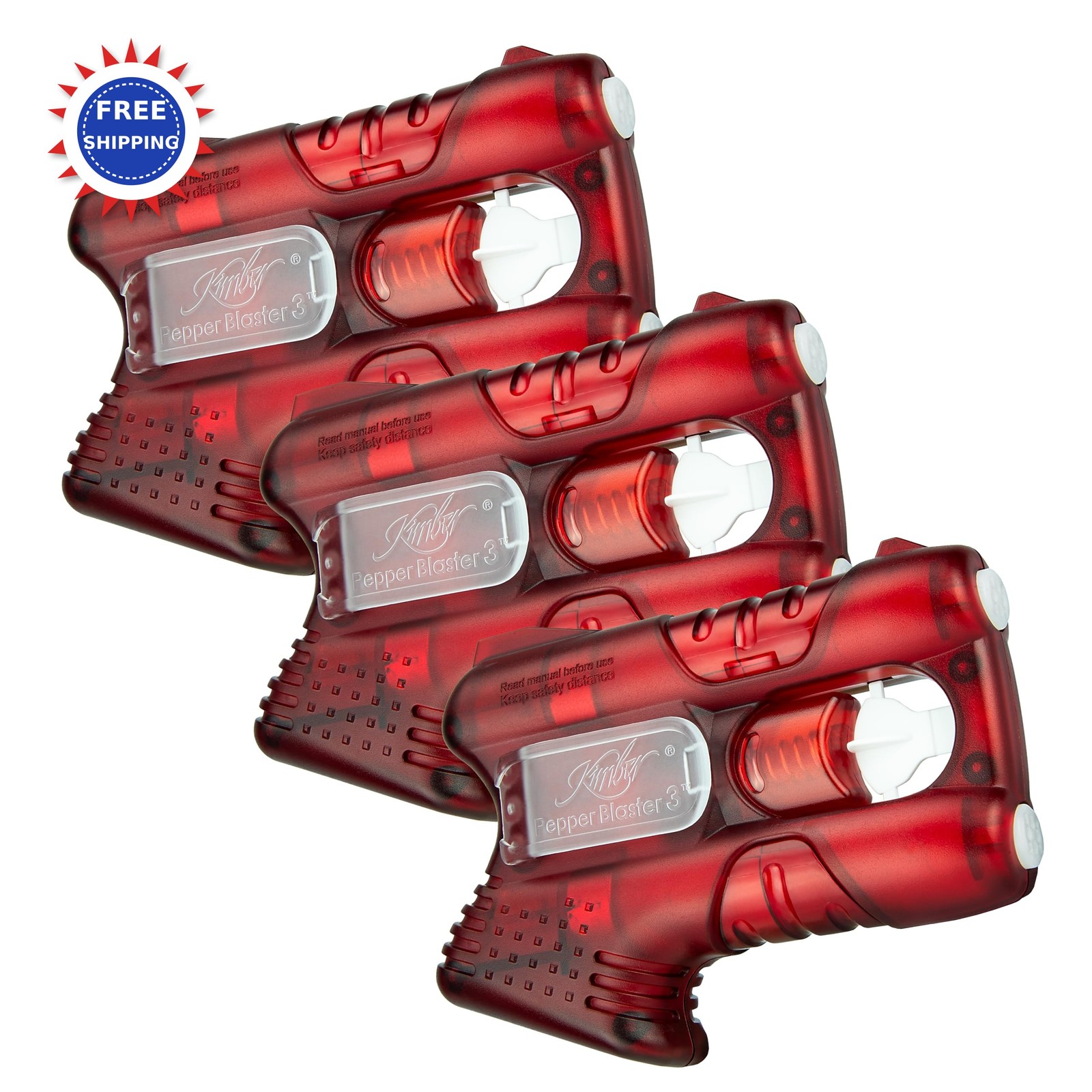 Pepper Spray 3 Pack Red Kimber Self Defense Less-Lethal PepperBlaster
