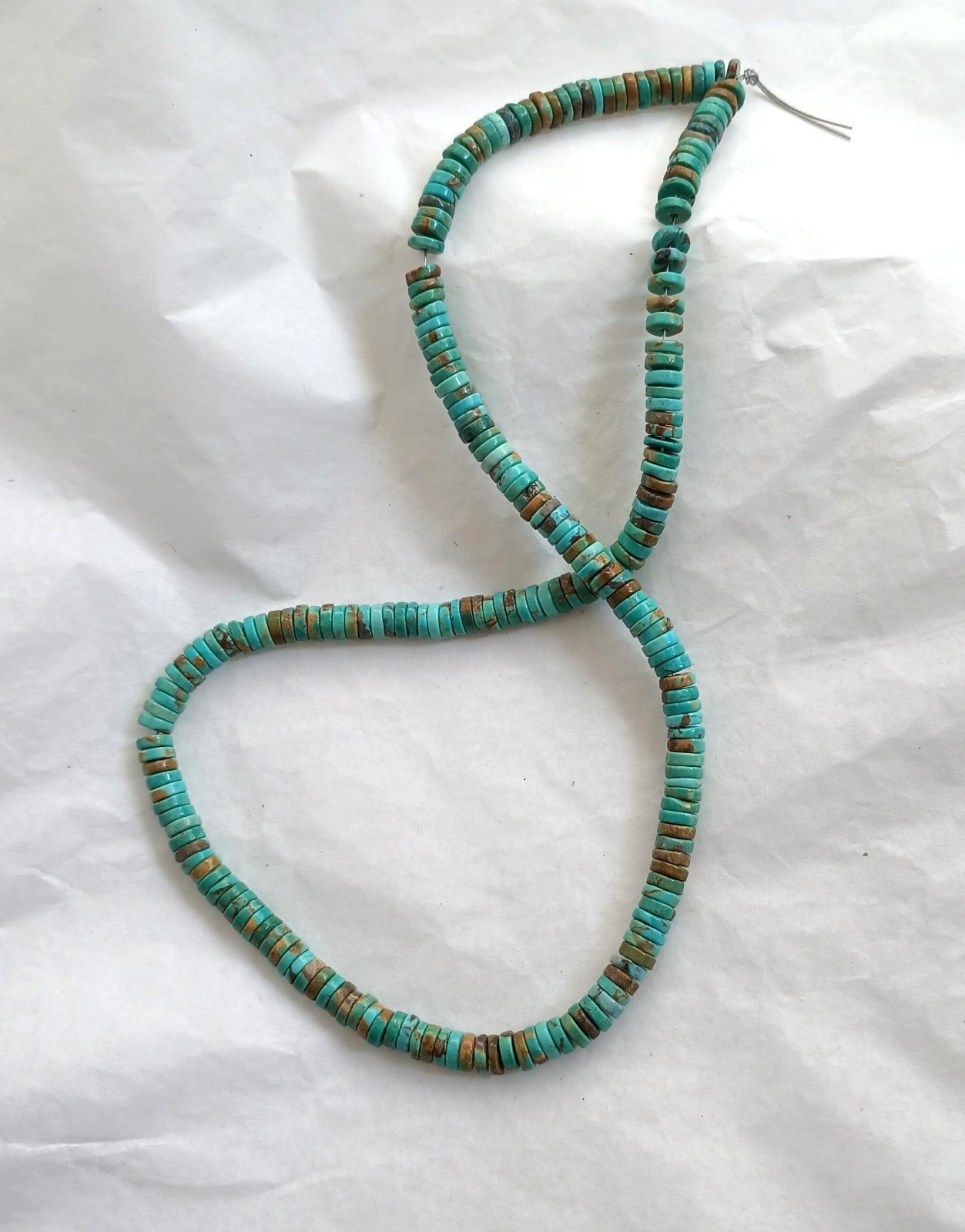 OLD STOCK CLOUD MOUNTAIN TURQUOISE 5MM HEISHI BEADS - 15.75" Strand - 5155E