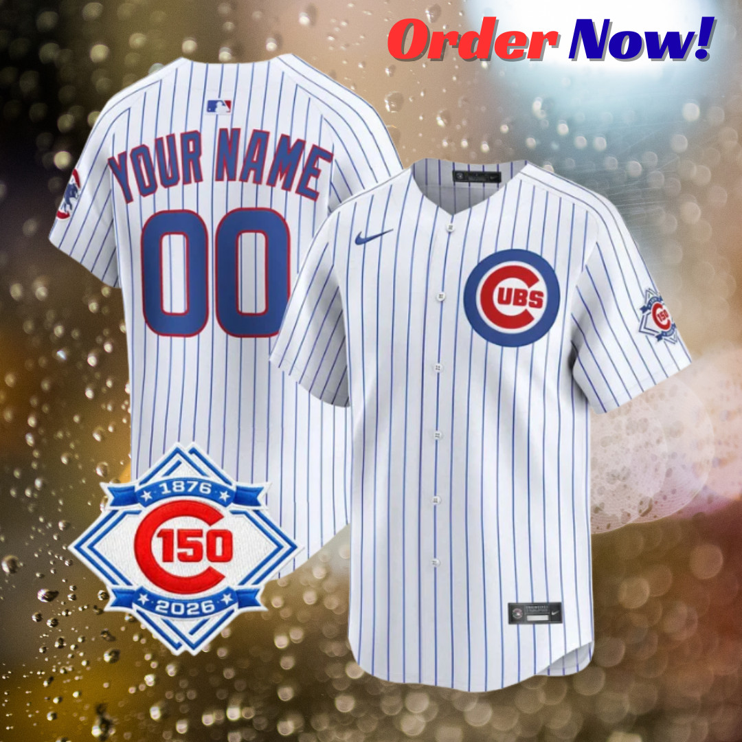 Custom Cubs Pinstripe 150th Anniversary Patch Stitched Jersey All Sizes