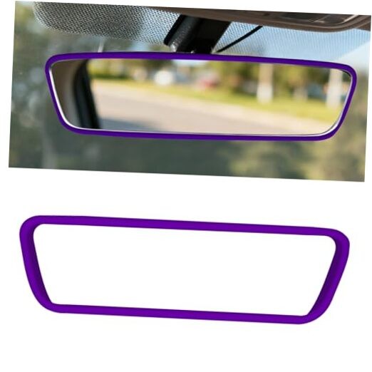 Car Rear View Mirror Protector Frame, Rearview Mirror Covers, Silicone Purple