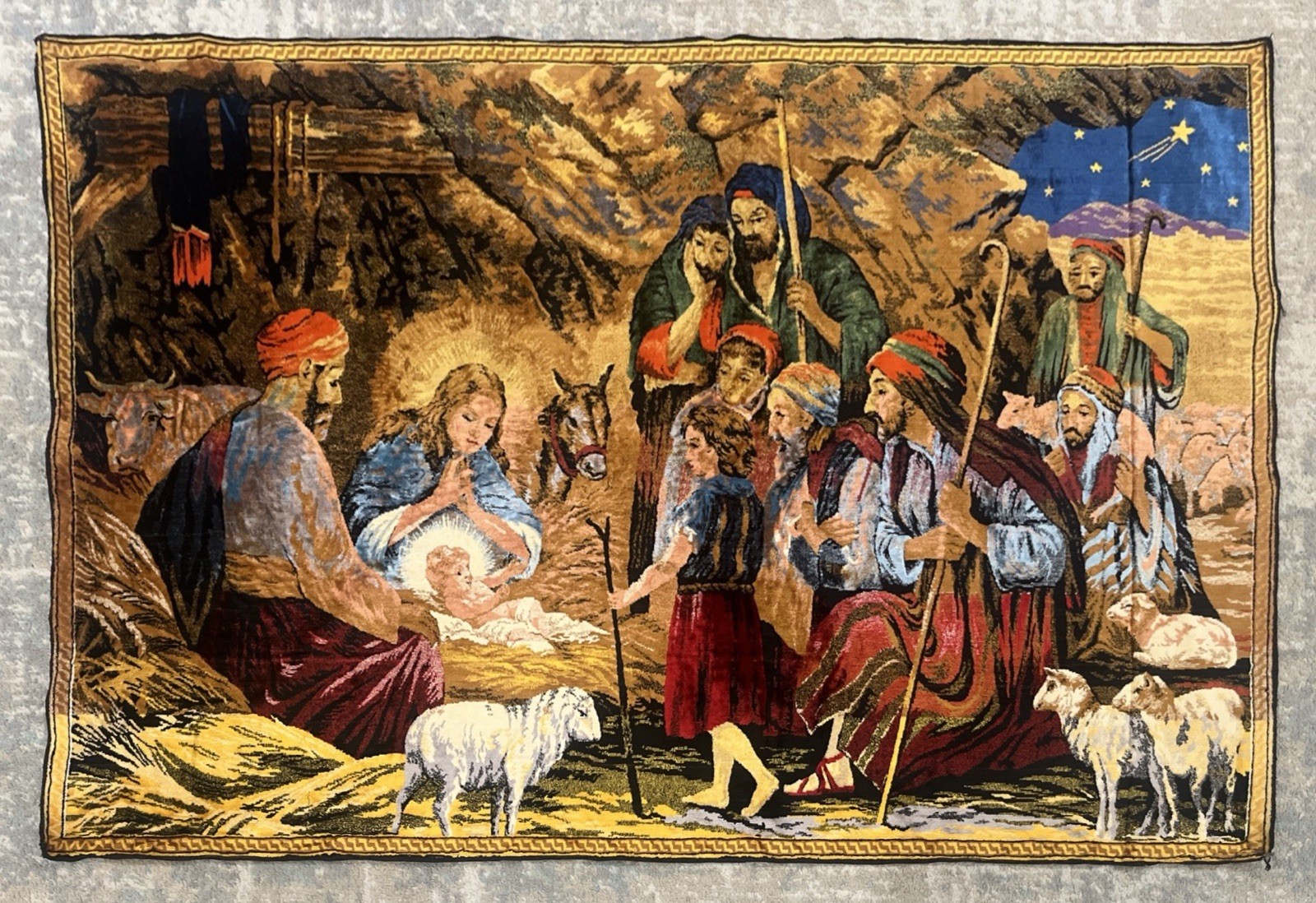Vintage Nativity Scene Tapestry Made in Italy 46inx69in