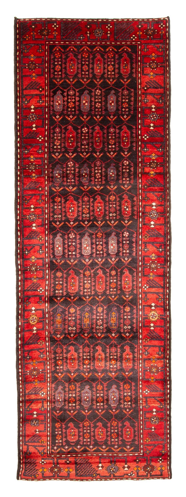 Vintage Hand-knotted Runner Rug 3'7" x 11'2" Traditional Oriental Wool Carpet