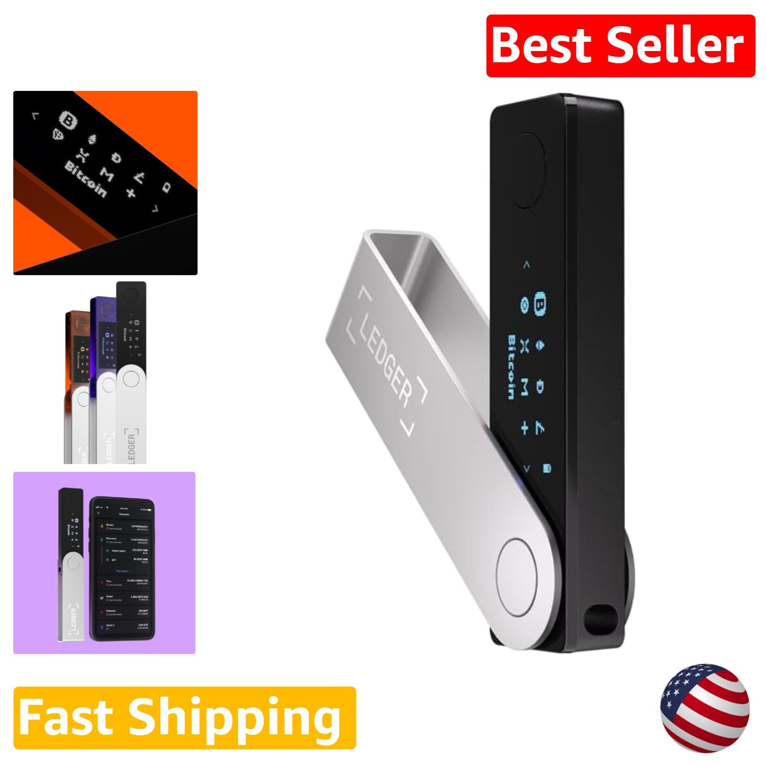 Nano X Secure Crypto Wallet Bluetooth Enabled - Lightweight Onyx Black