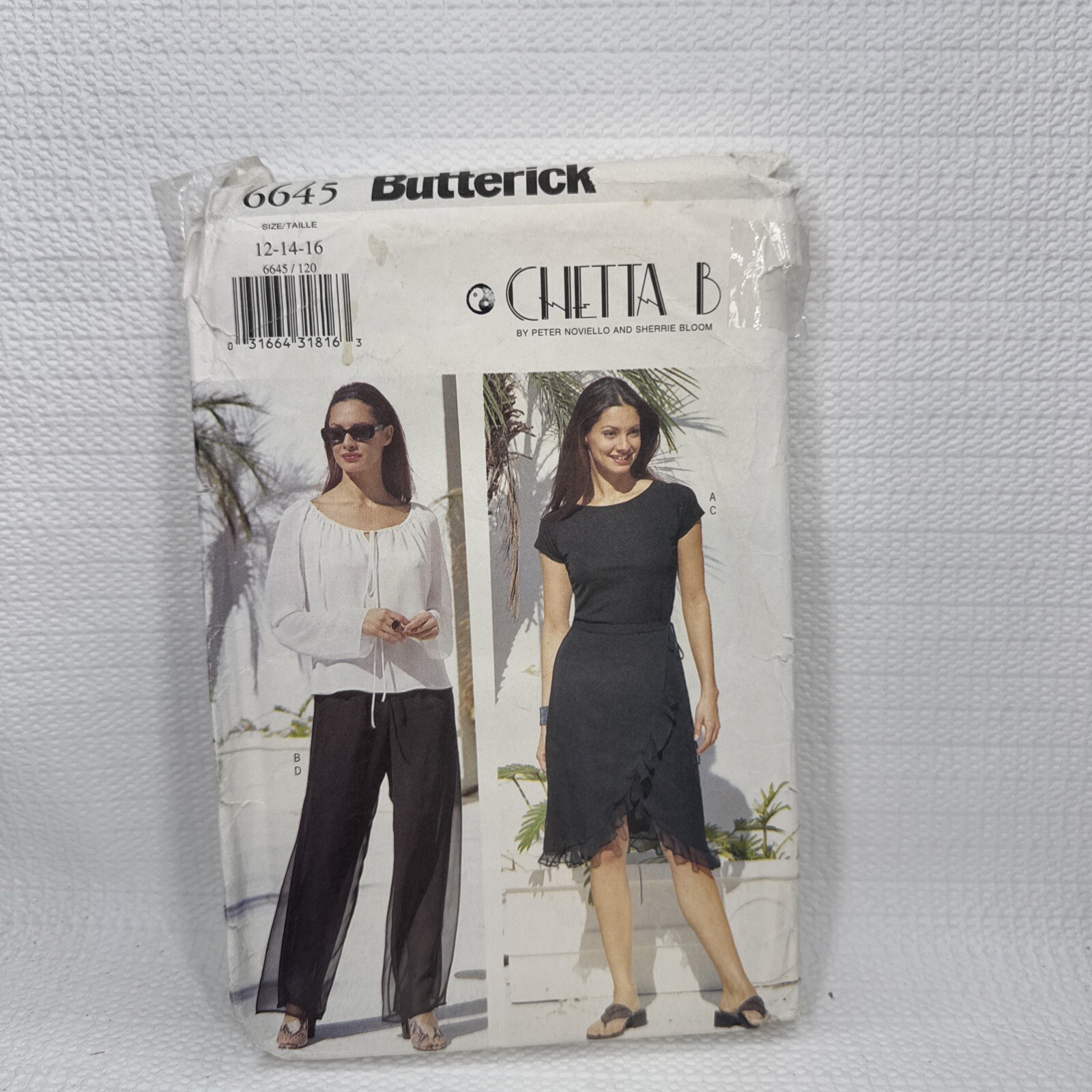 Butterick 6645 Misses Wrap Skirt Pants Blouse Shirt Chetta B Pattern 12-16 Uncut