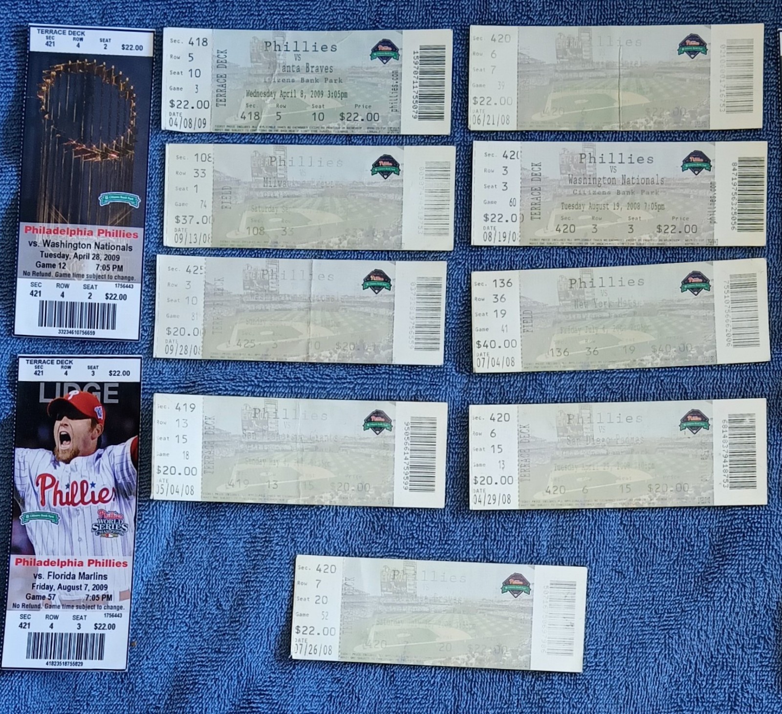 Lot of 11 Vintage Philadelphia Phillies Tickets. Good condition.