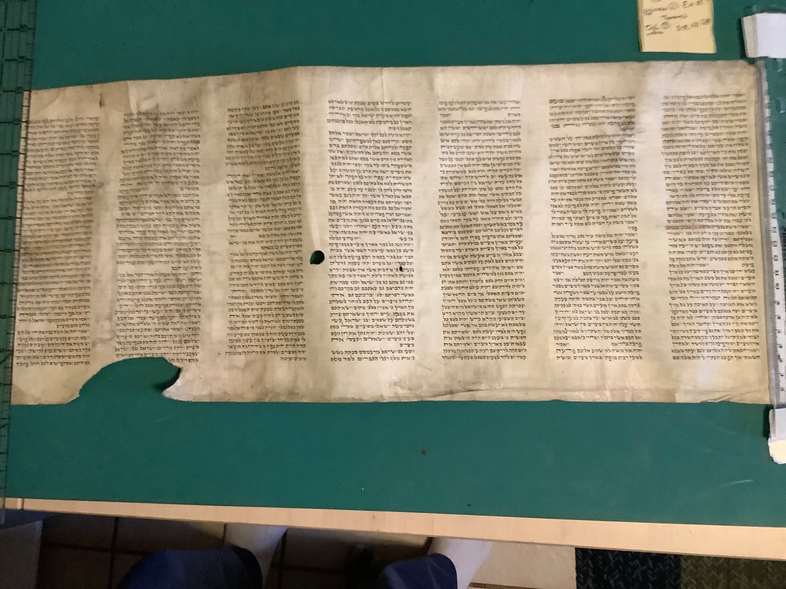 Original Hebrew Torah handwritten manuscript on Vellum 100-150 yrs. Old