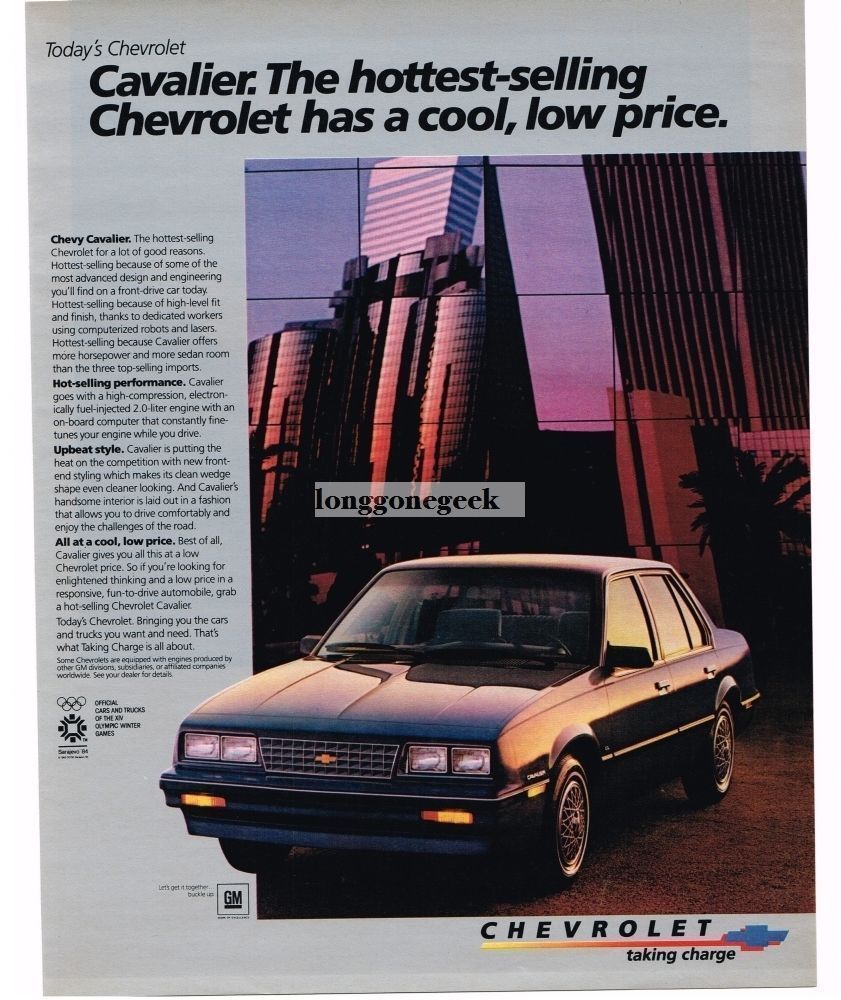 1983 Chevrolet Chevy Cavalier Automobile Car VINTAGE Print Ad