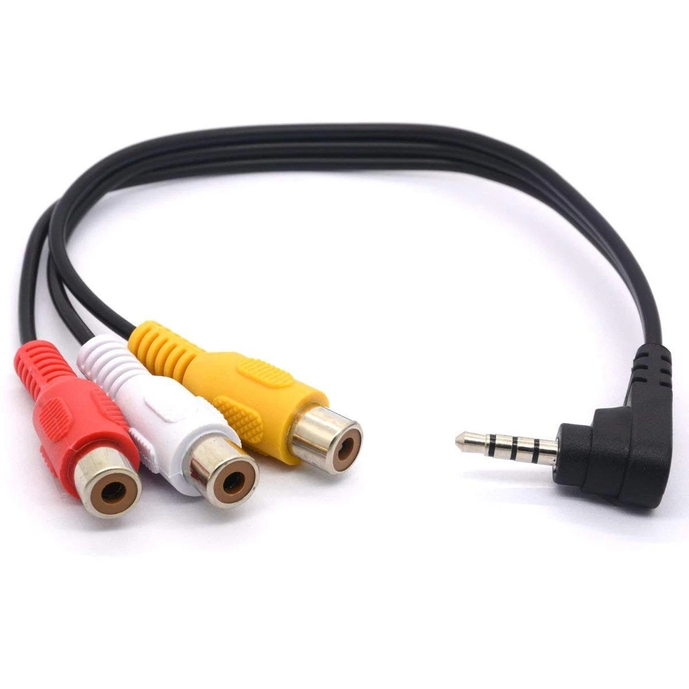 3.5mm Male to 3RCA Female Right Angle Adapter Cable for Audio Video 25cm