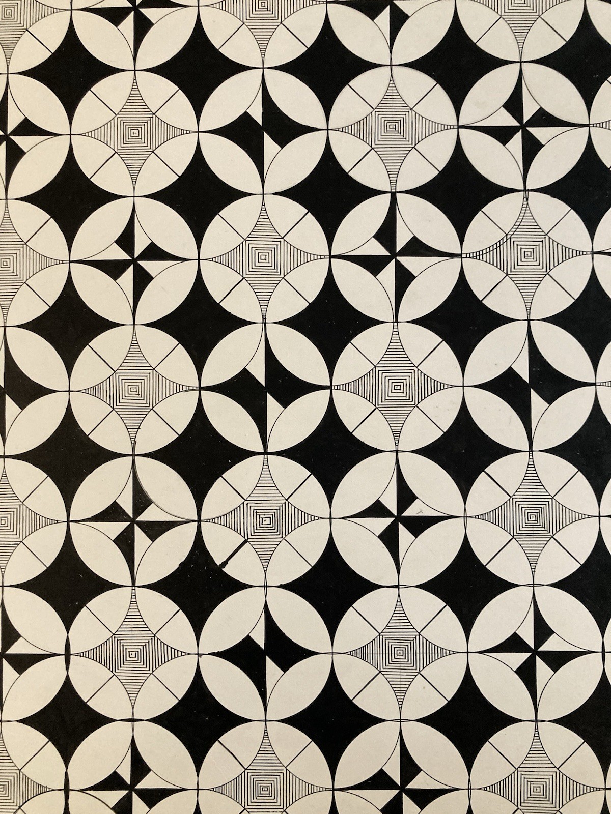 Beau Dessin Abstrait Encre Sur Papier abstraction 1980 Art Anamorphose Cubiste