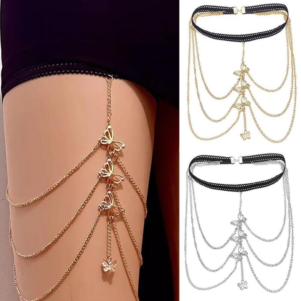 Women Leg Sexy Thigh Multi layer Chain Pendant Beach Body Chain Jewellery  PLM