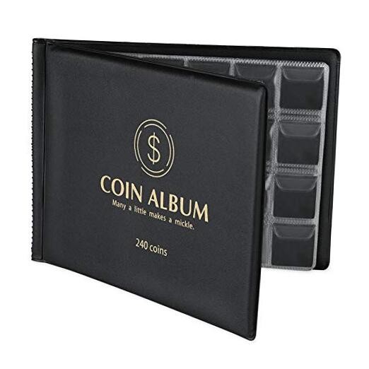  Coin Collection Holder Album for Collectors, 240 Pockets Coin Collection Black