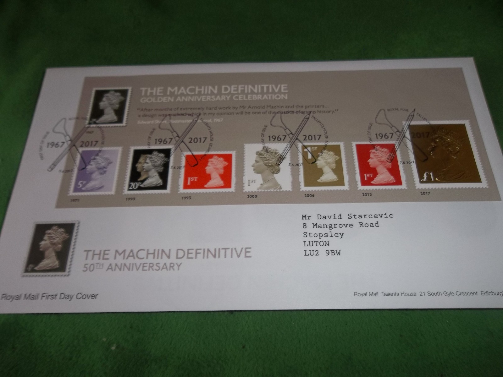 2017 'Machin Definitive 50th Anniversary' First Day Cover