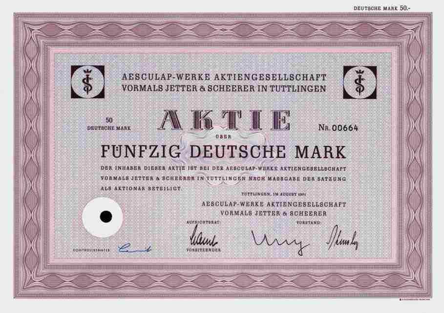 AESCULAP works 1971 surgery Gottfried Jetter Wilhelm Scheerer Tuttlingen 50 DM 