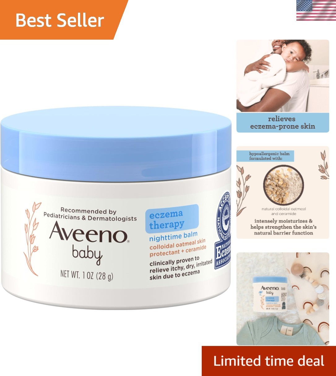 Non-Greasy Eczema Balm for Baby Skin - 1 oz Hypoallergenic Moisturizing Care