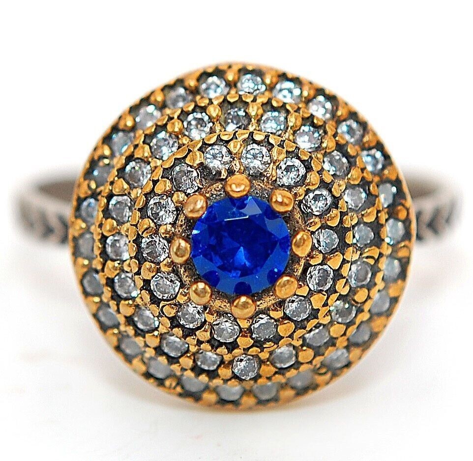 Ottoman Empire Style 3CT Treated Sapphire 925 Sterling Silver Ring Sz 7.5 HB2-1