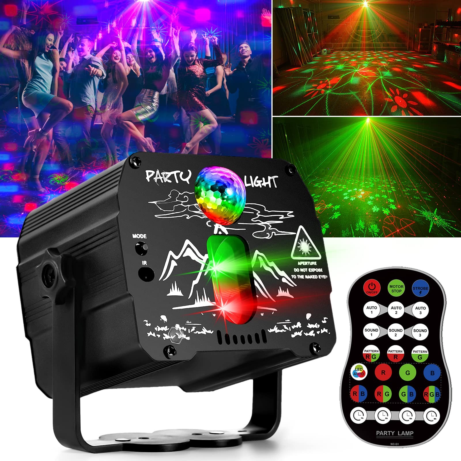 Party Lights, Disco Ball DJ Lights, RGB Strobe with Remote Control and Sound ...